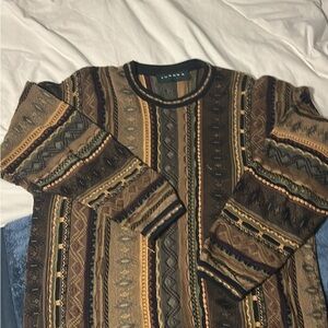 Tundra Men's Crewneck Sweater - Brown and Black Pattern